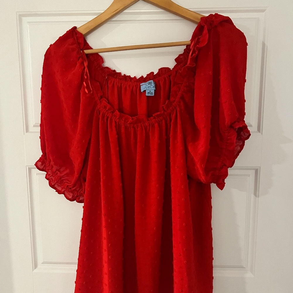 CeCe Short Puff Sleeve Blouse 1X